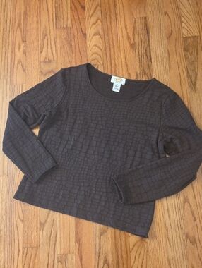 Talbots Dark Brown Croc-Pattern Top Size: MP